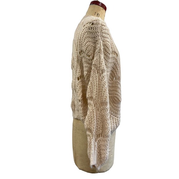 Silverflint Womens Open Front Cardigan Sweater Cream Knit Dolman S - Picture 6 of 10